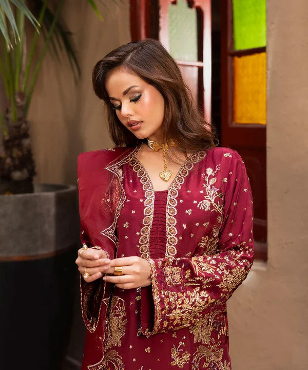 3 Piece Silk Pret - Carmine