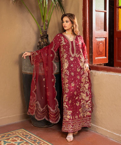 3 Piece Silk Pret - Carmine