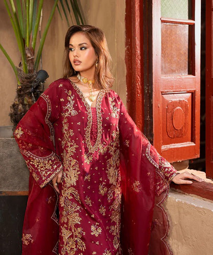 3 Piece Silk Pret - Carmine