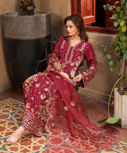 3 Piece Silk Pret - Carmine