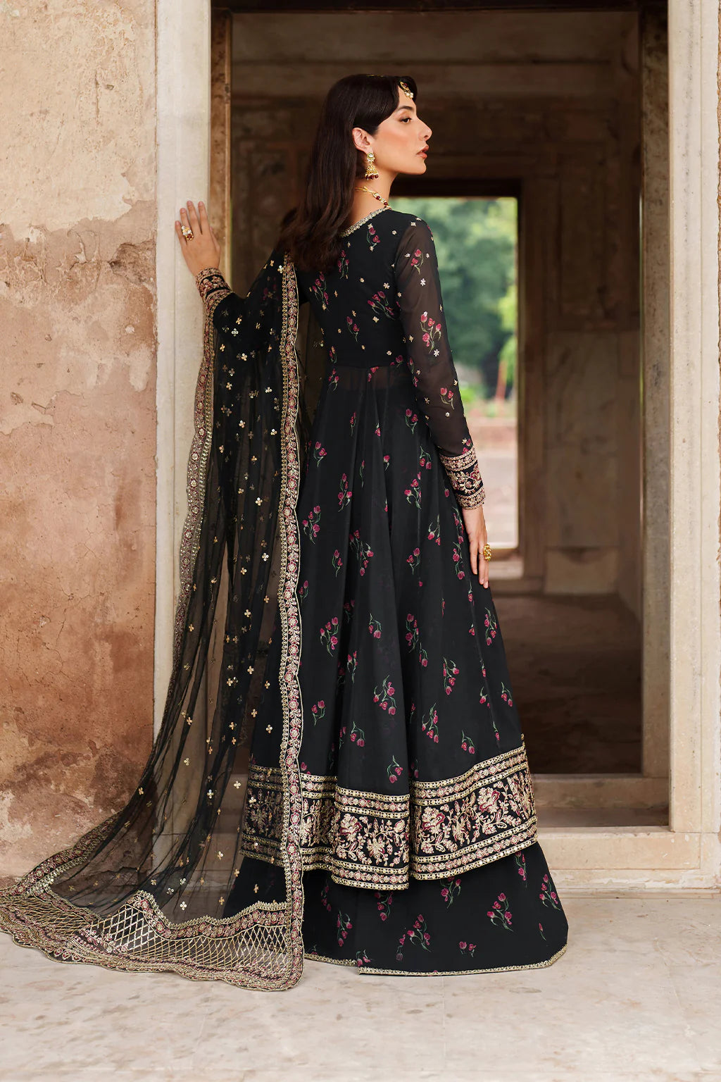 Printed Embroidered Angrakha Set- UE-550