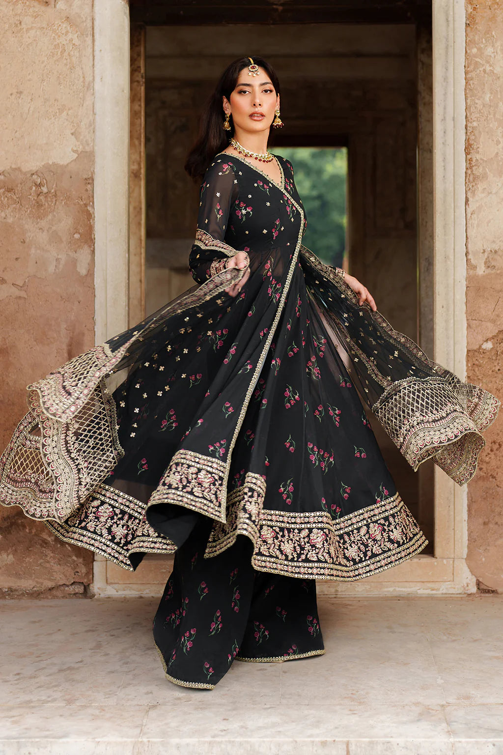 Printed Embroidered Angrakha Set- UE-550