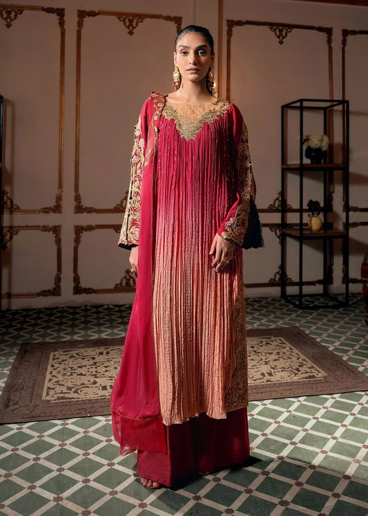 3 Piece Crushed Luxury Suit - Mystic Rose
