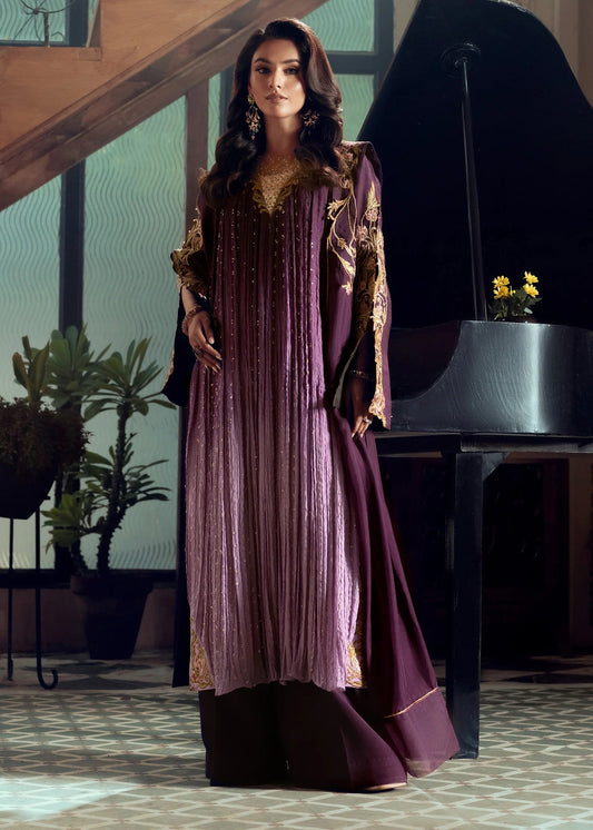 3 Piece Crushed Luxury Suit - Mystic Mauve