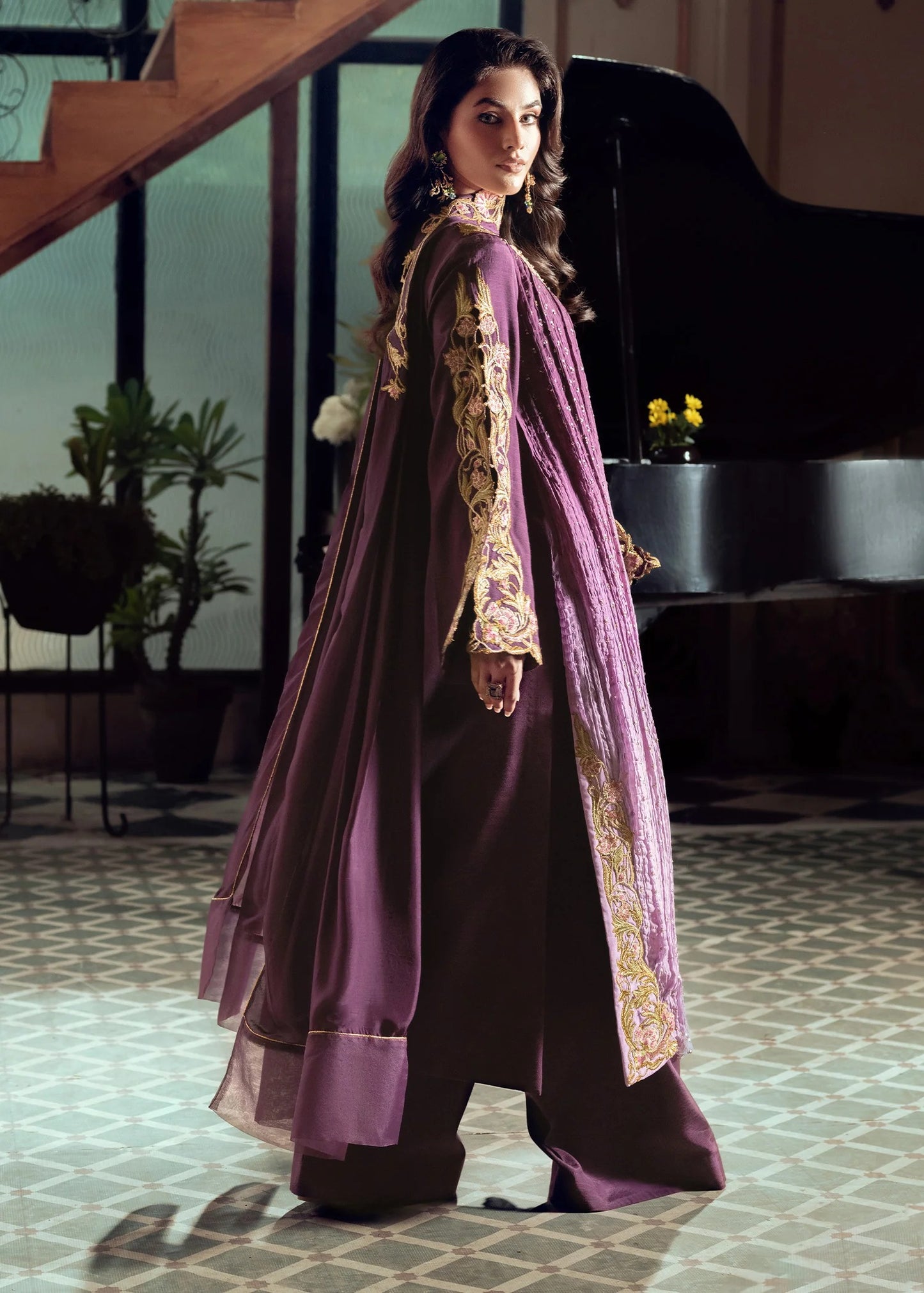 3 Piece Crushed Luxury Suit - Mystic Mauve