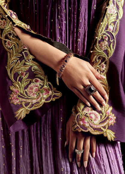 3 Piece Crushed Luxury Suit - Mystic Mauve