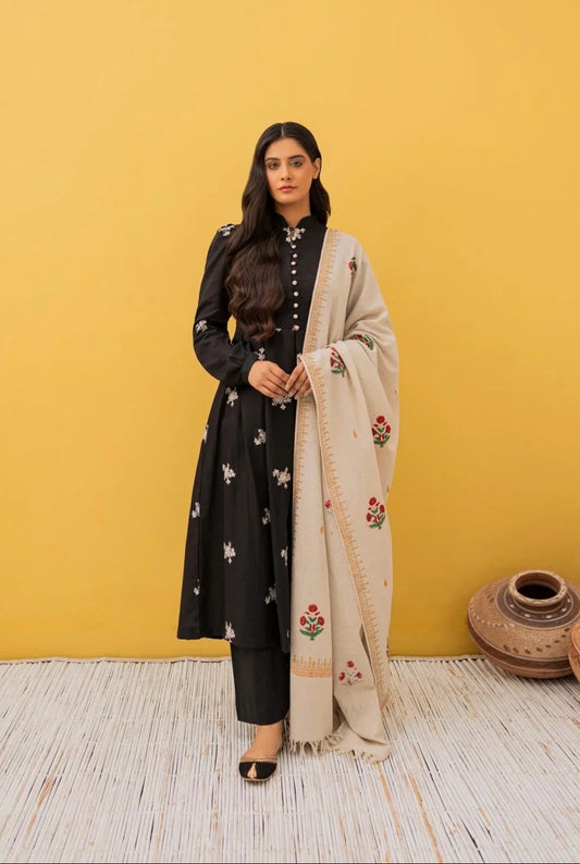 Off White Khaddar Shawl - AW-60