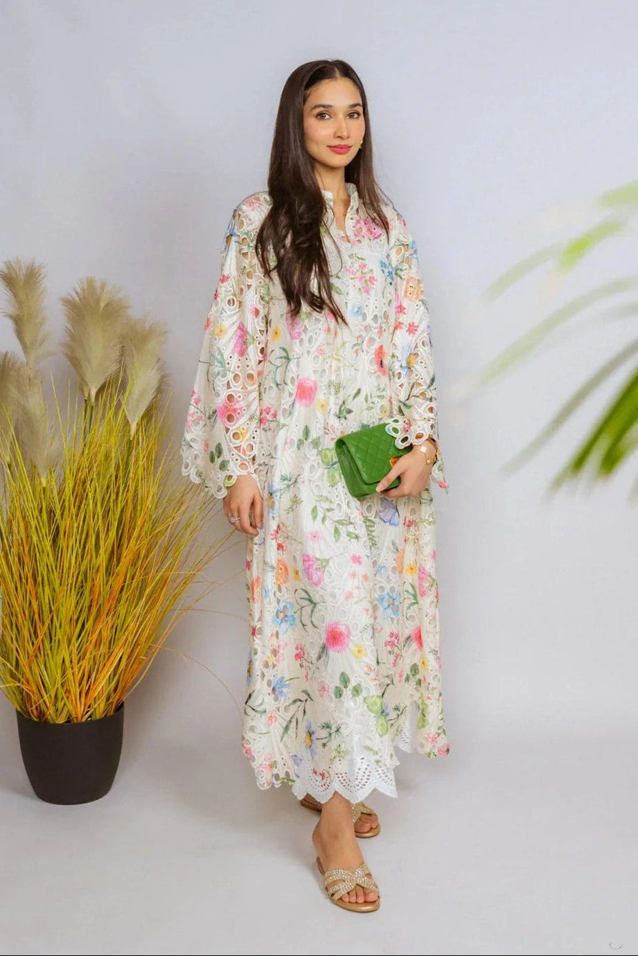 Shiffli Chikan Kaftan Set - ASR20