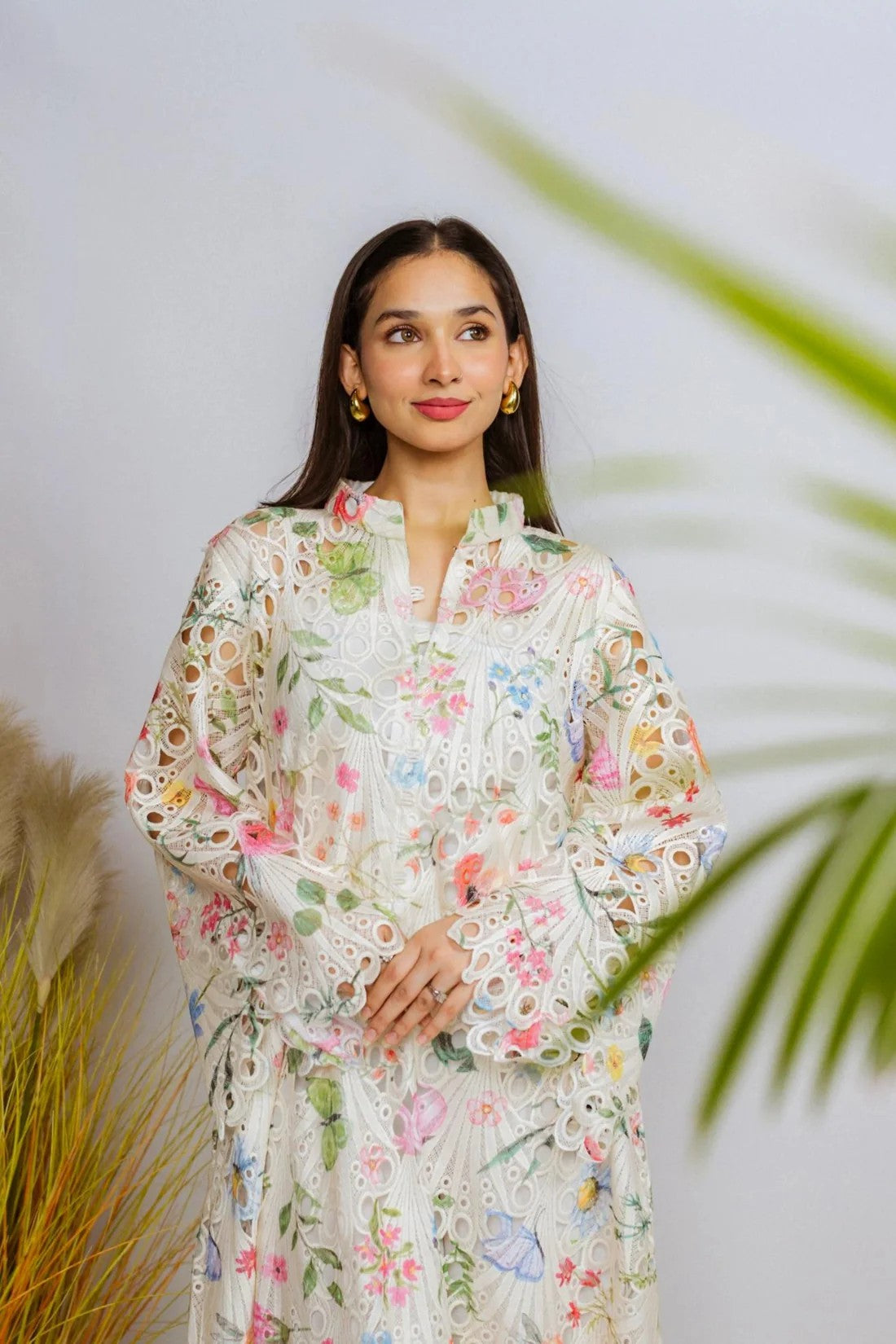 Shiffli Chikan Kaftan Set - ASR20