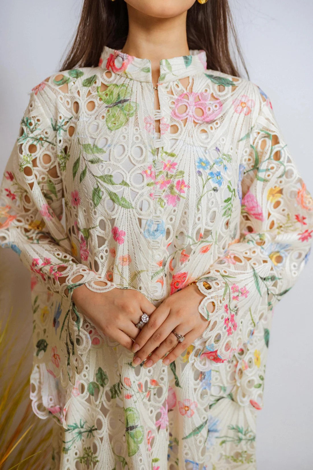 Shiffli Chikan Kaftan Set - ASR20