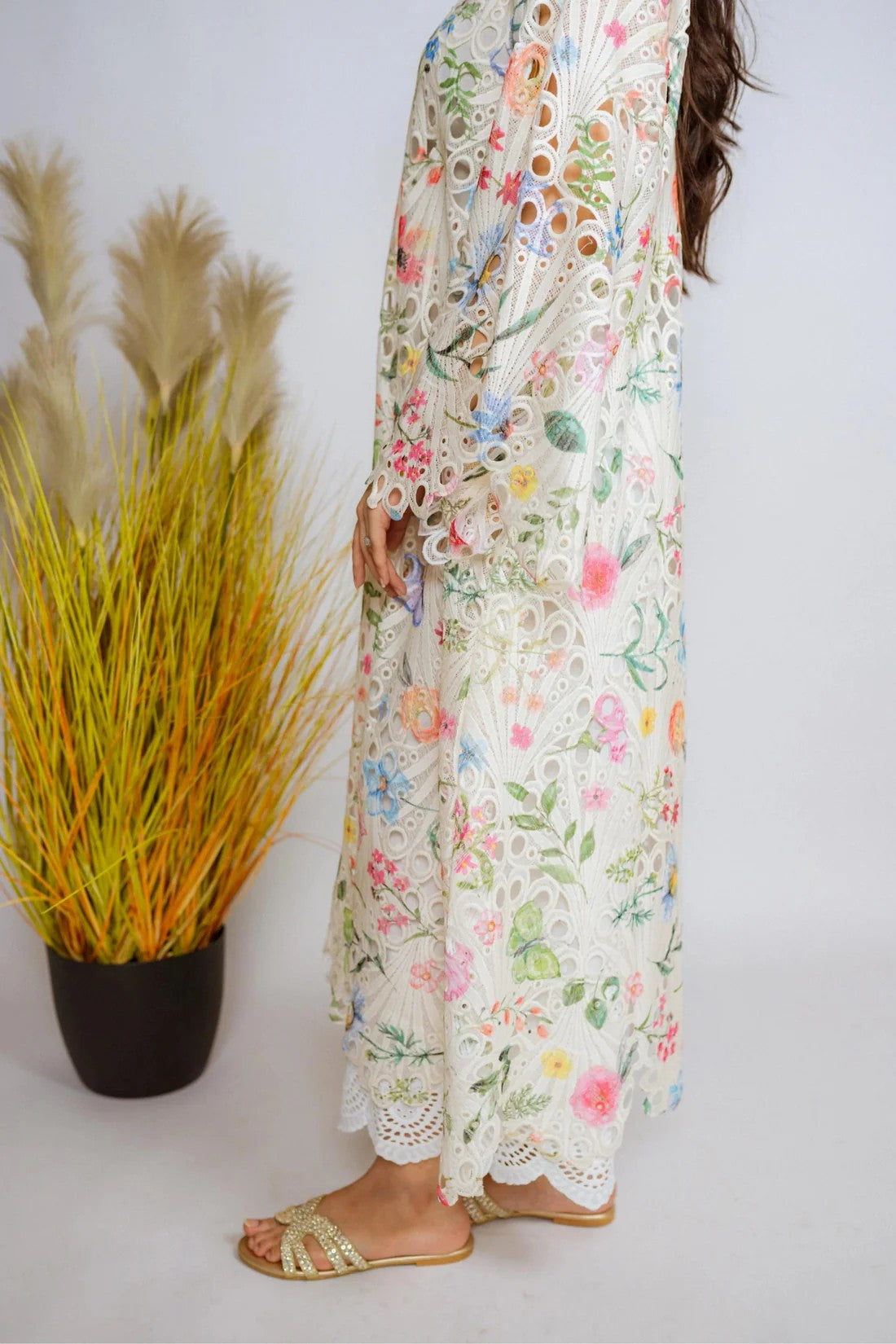 Shiffli Chikan Kaftan Set - ASR20