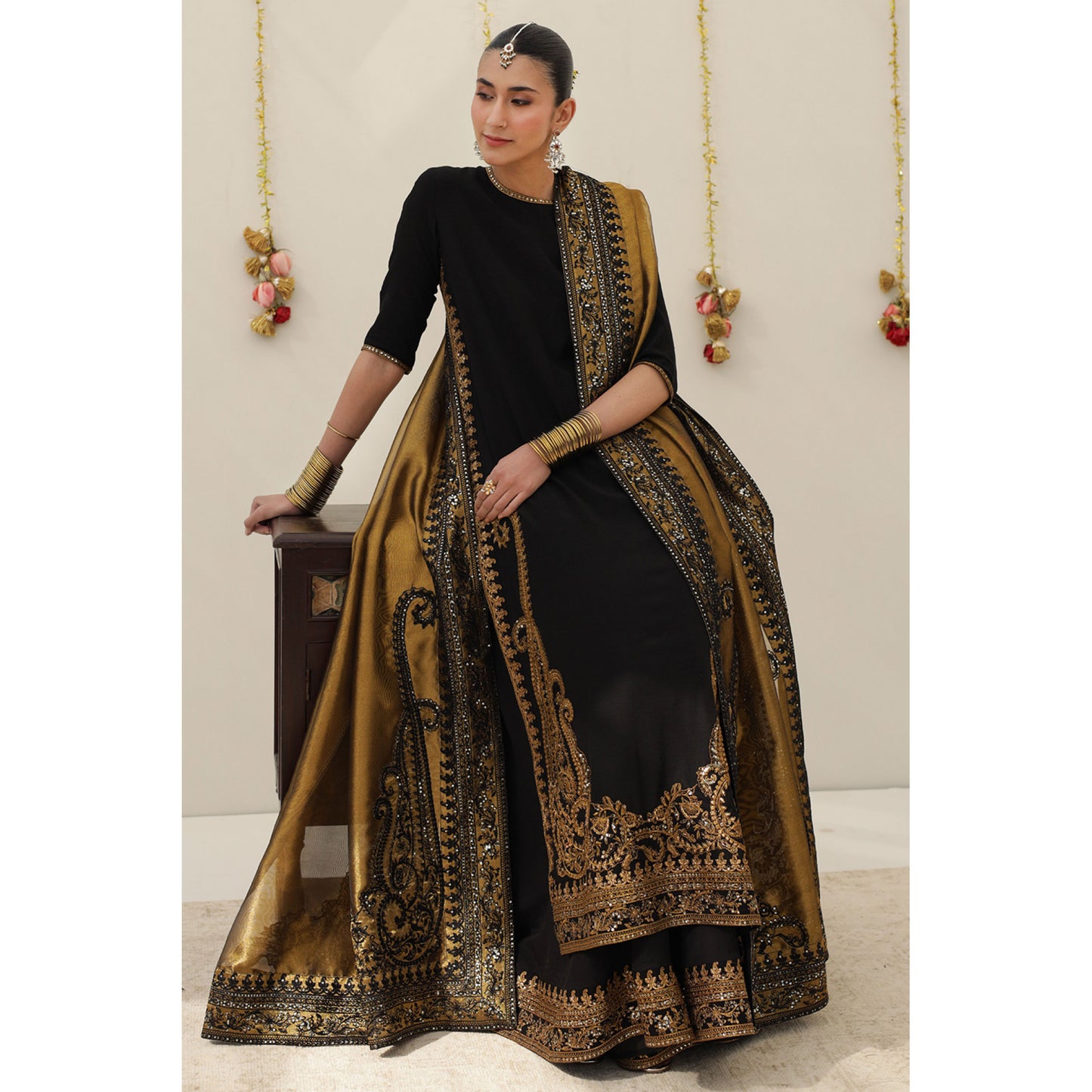 3 Piece midnight Karandi Silk Outfit (Ready To Ship)