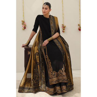 3 Piece midnight Karandi Silk Outfit (Ready To Ship)