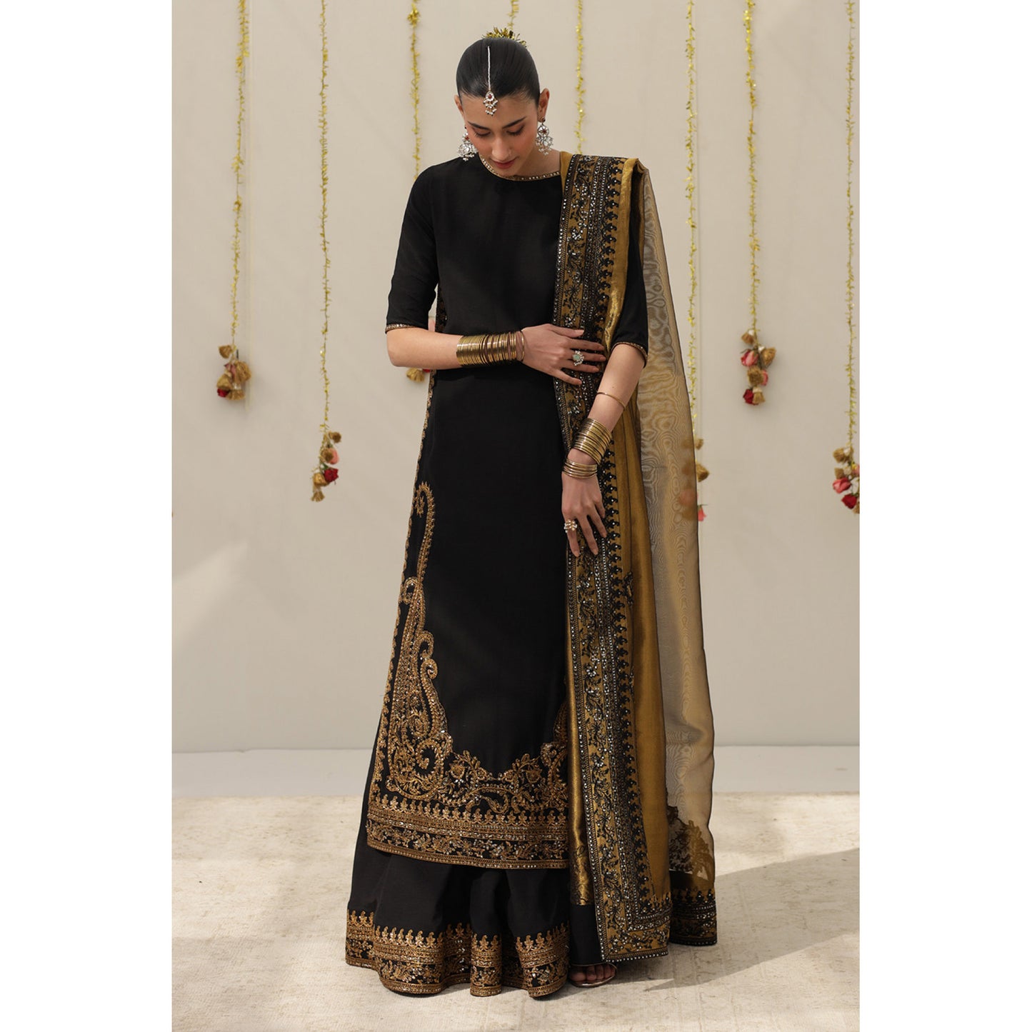 3 Piece midnight Karandi Silk Outfit (Ready To Ship)