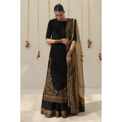 3 Piece midnight Karandi Silk Outfit (Ready To Ship)