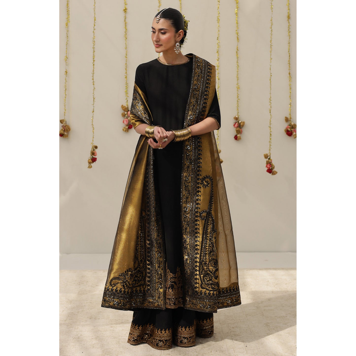 3 Piece midnight Karandi Silk Outfit (Ready To Ship)