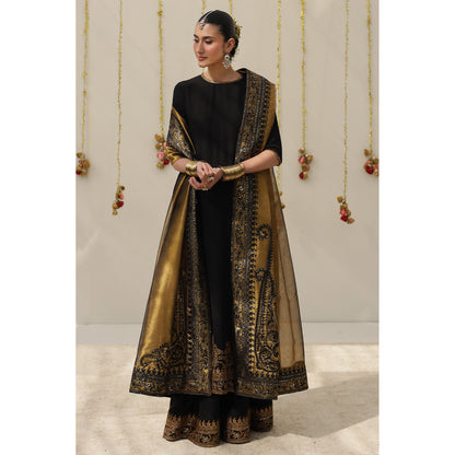 3 Piece midnight Karandi Silk Outfit (Ready To Ship)