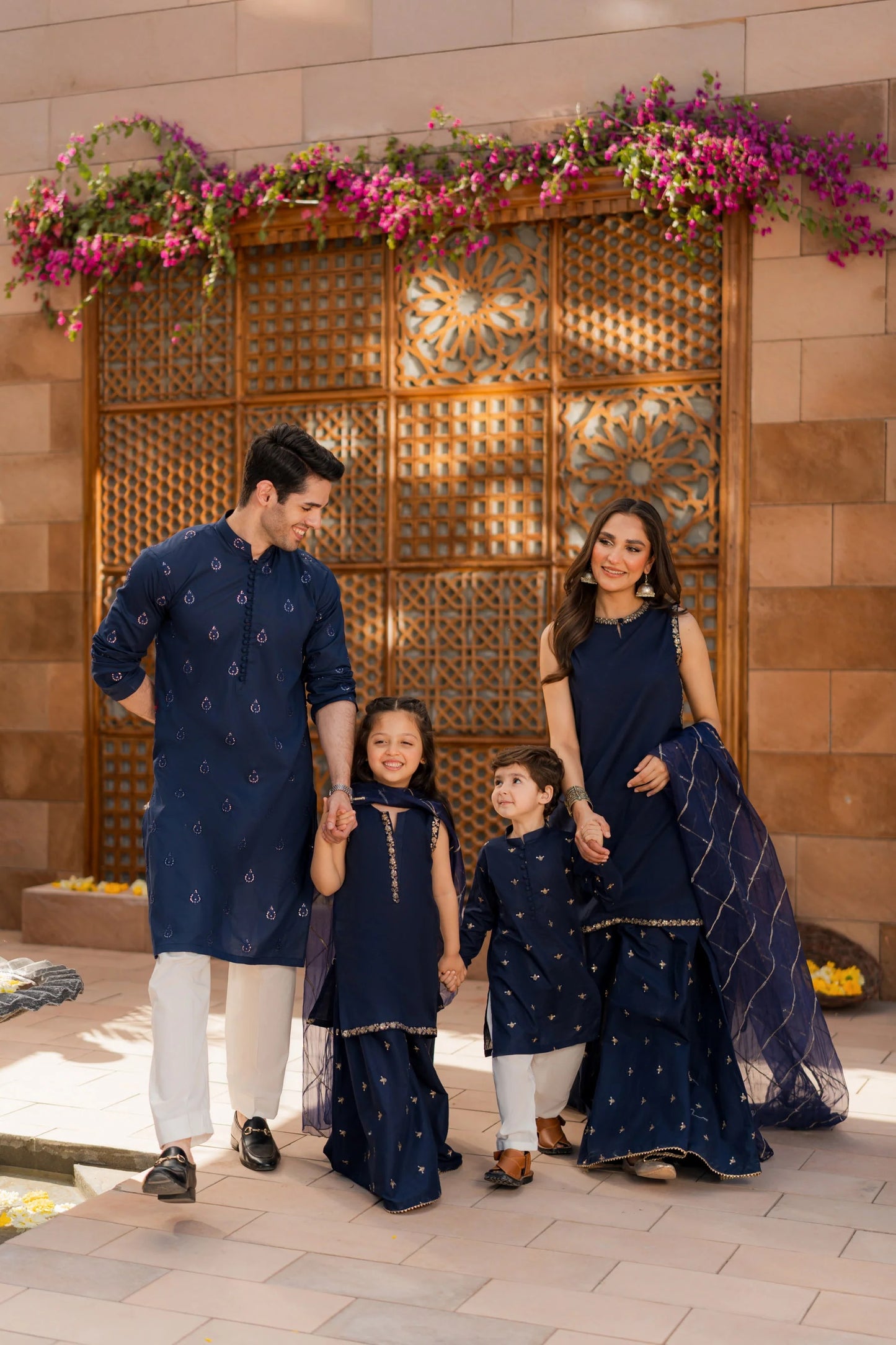 Kids Navy Silk Suit - 3pc