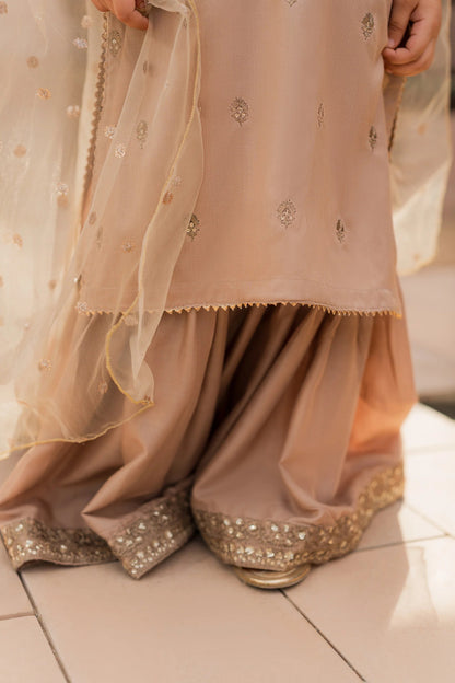 Kids Beige Silk Suit - 3pc