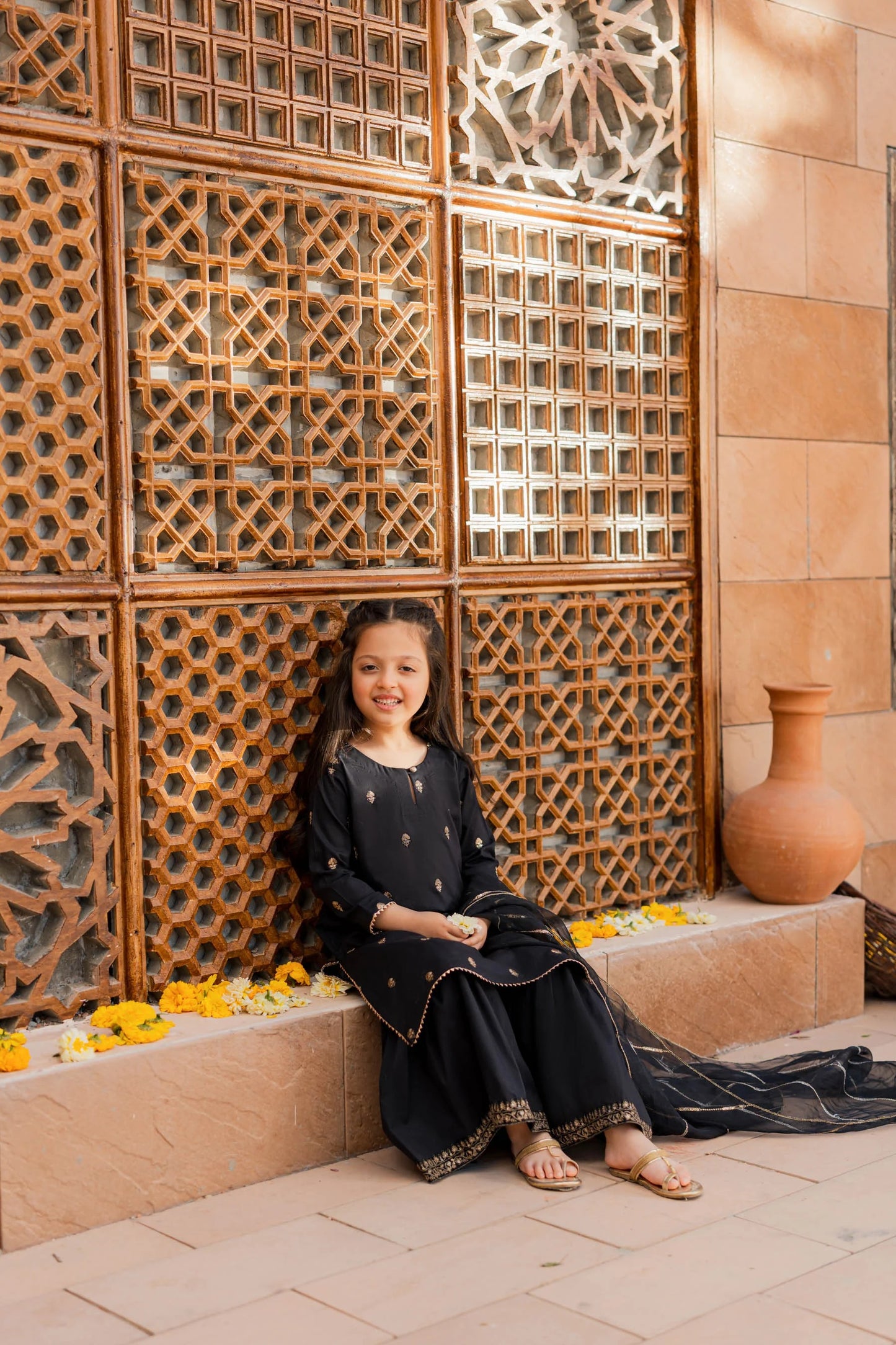 Kids Black Silk Suit - 3pc