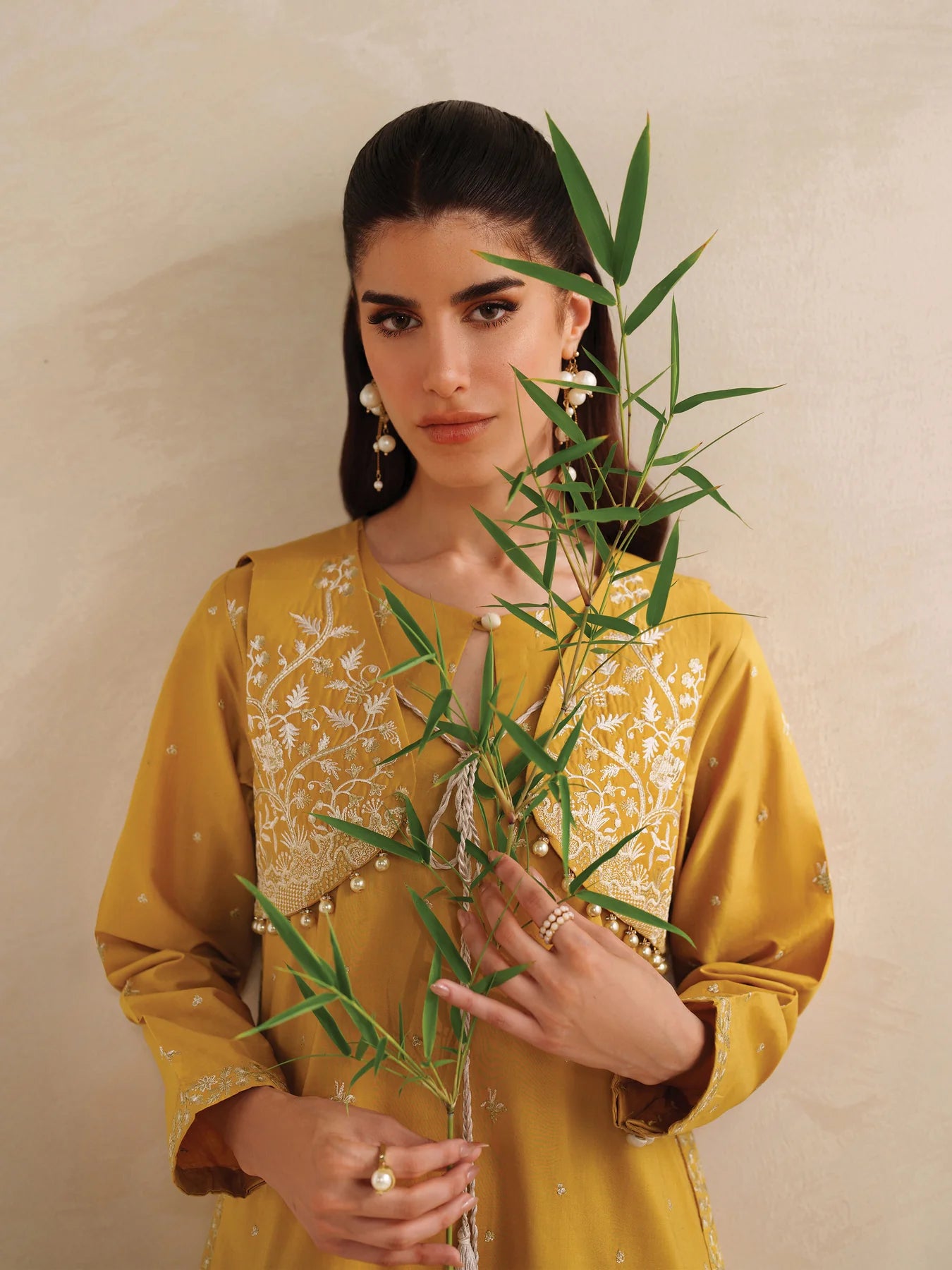 2 Piece Embroidered Set - Honeydew