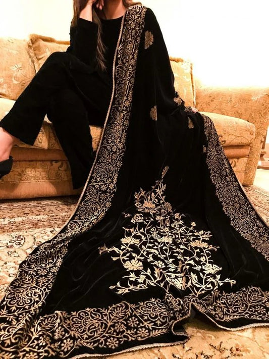 Block Printed Velvet Shawl - VT-72