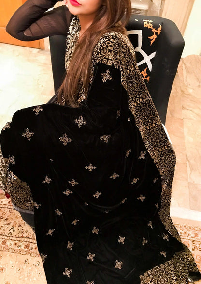 Tilla Lined Geometric Velvet Shawl - VT-05