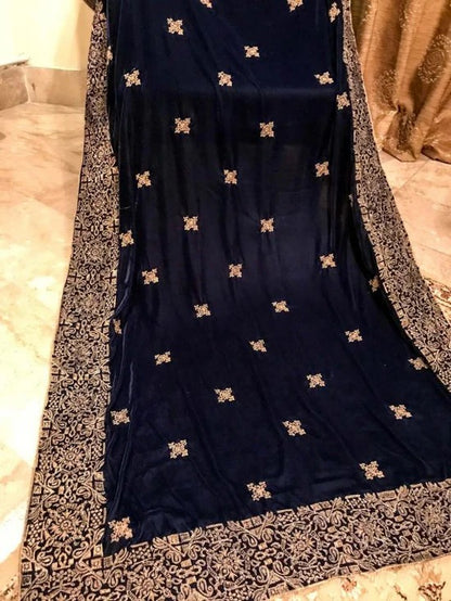 Tilla Lined Geometric Velvet Shawl - VT-05