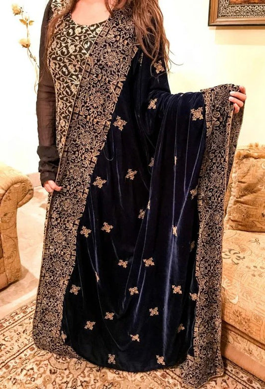 Tilla Lined Geometric Velvet Shawl - VT-05