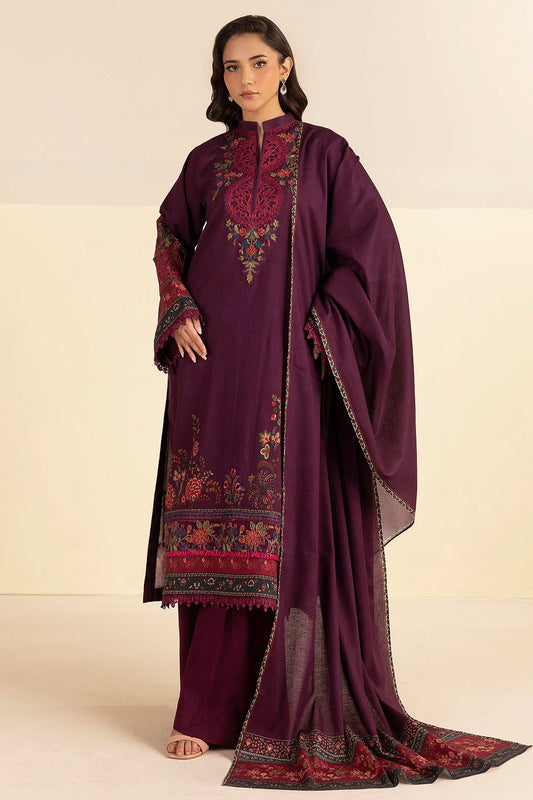 Black Embroidered Linen 3PC - Zaisha