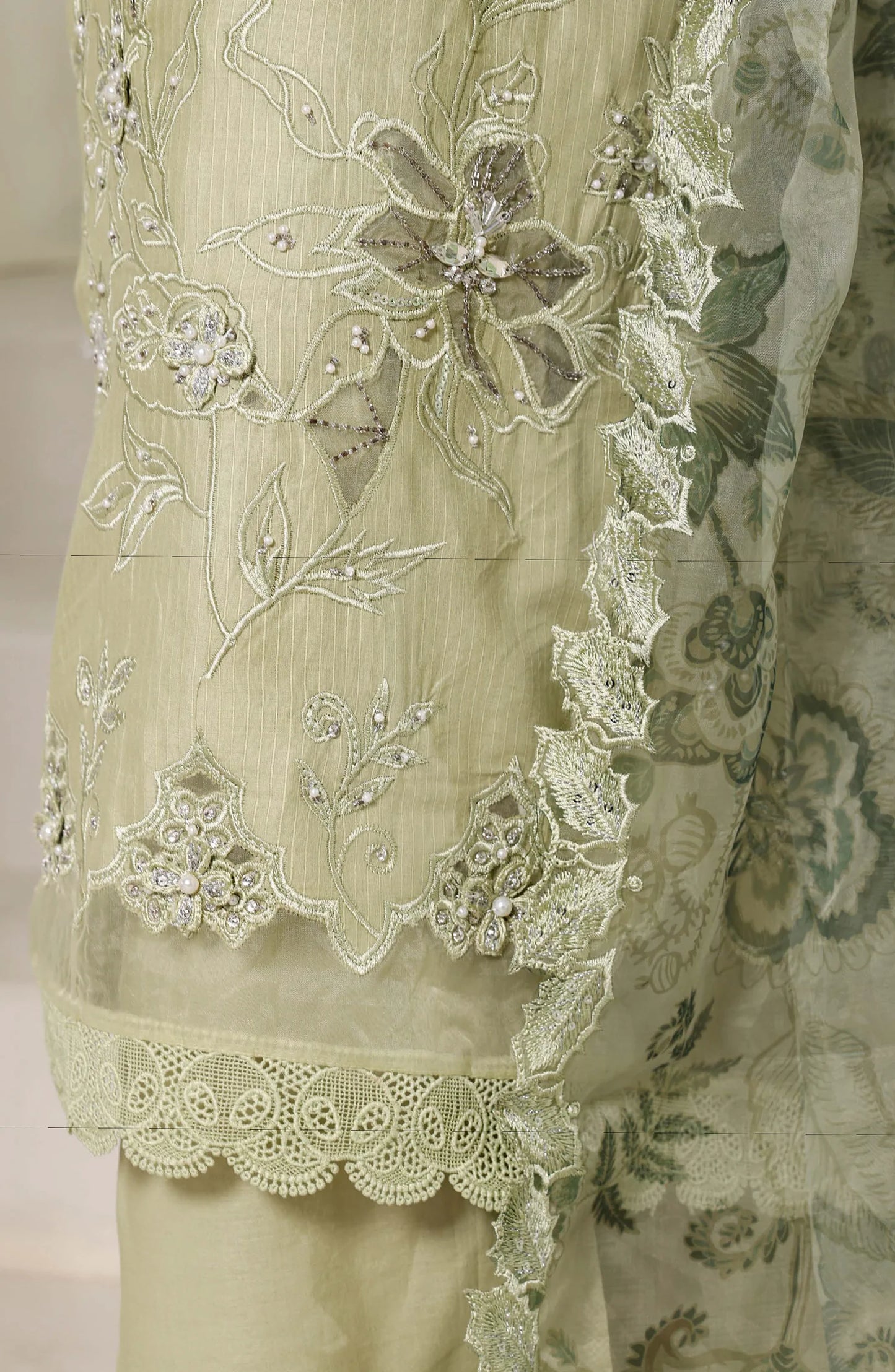 Luxury Embroidered Stitched 3 Piece Suit – Lime Green | Ready to Ship