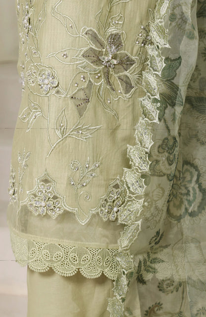 Luxury Embroidered Stitched 3 Piece Suit – Lime Green | Ready to Ship