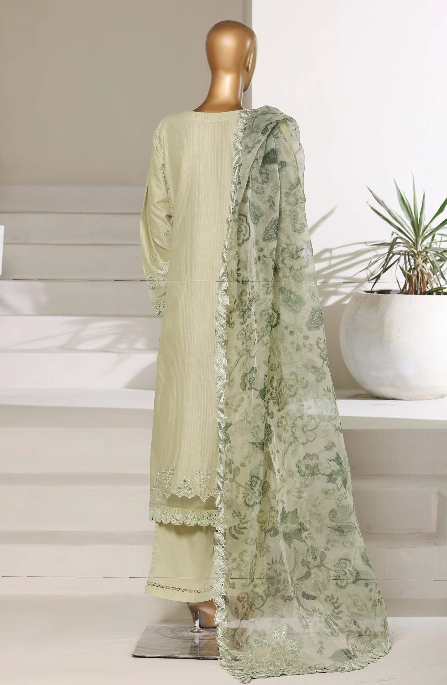 Luxury Embroidered Stitched 3 Piece Suit – Lime Green | Ready to Ship
