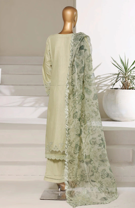 Luxury Embroidered Stitched 3 Piece Suit – Lime Green | Ready to Ship