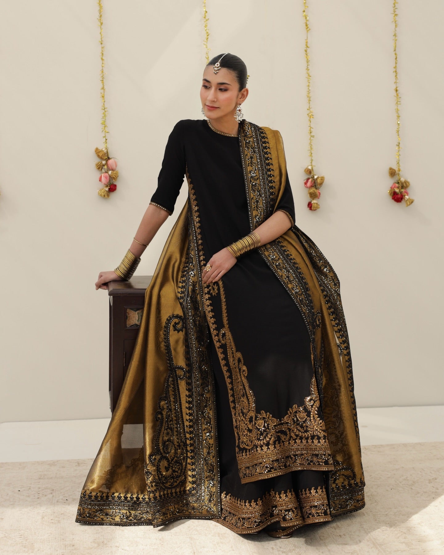 3 Piece Midnight Karandi Silk Outfit by Dyot