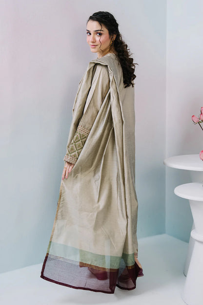 Embroidered Textured 3-Piece in Beige