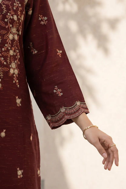 Embroidered Yarn-Dyed 3-Piece – Rich Maroon