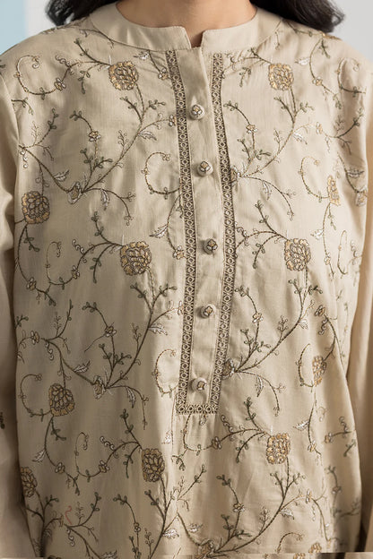 Embroidered Khaddar 3-Piece Suit – Beige