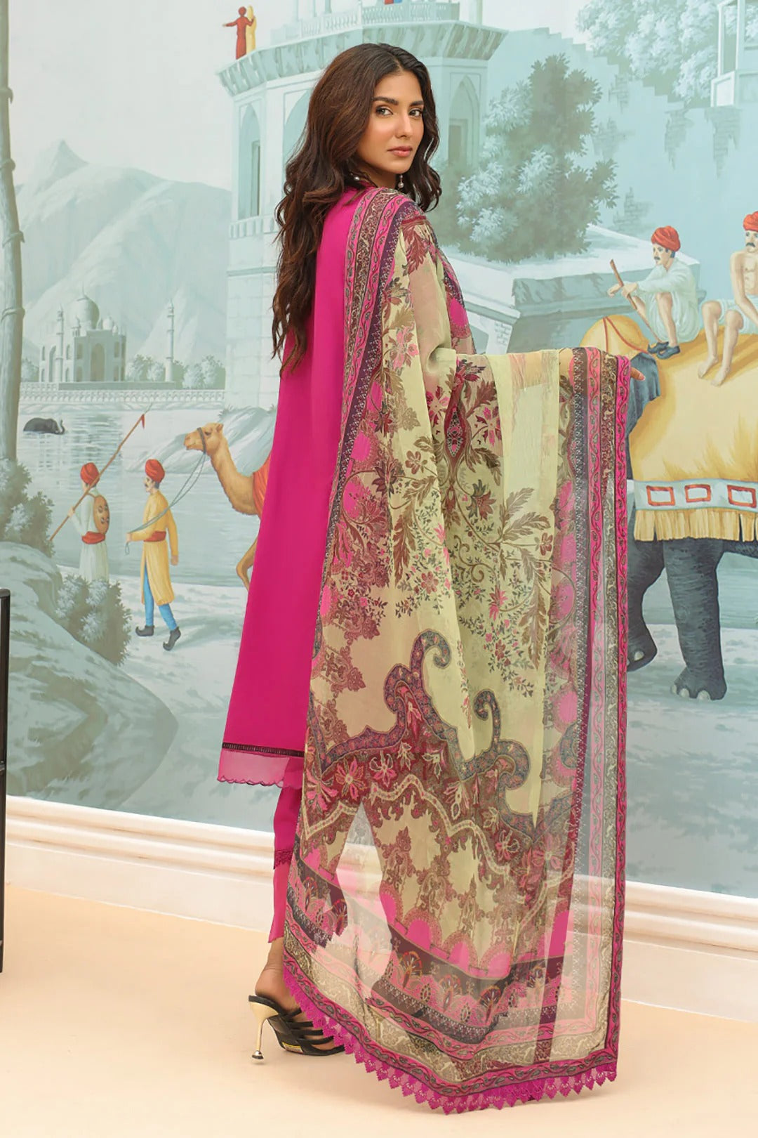 Pink Embroidered Khaddar Suit - 3PC