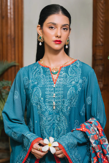 3-Piece Stitched Embroidered Cotail Suit
