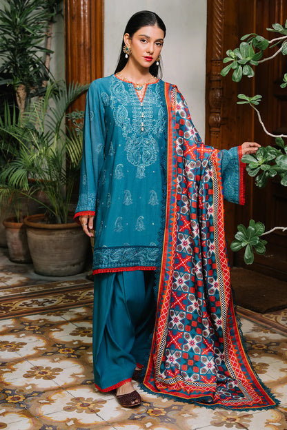 3-Piece Stitched Embroidered Cotail Suit