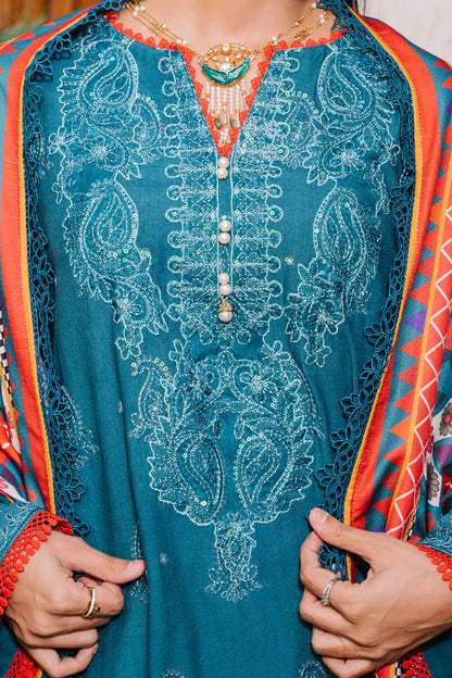 3-Piece Stitched Embroidered Cotail Suit