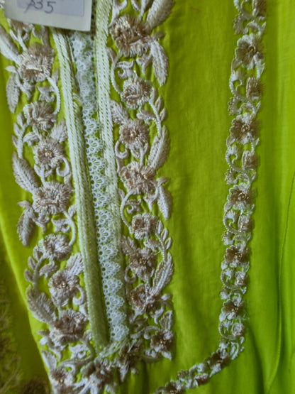 Embroidered Lime Shirt by Aghanoor