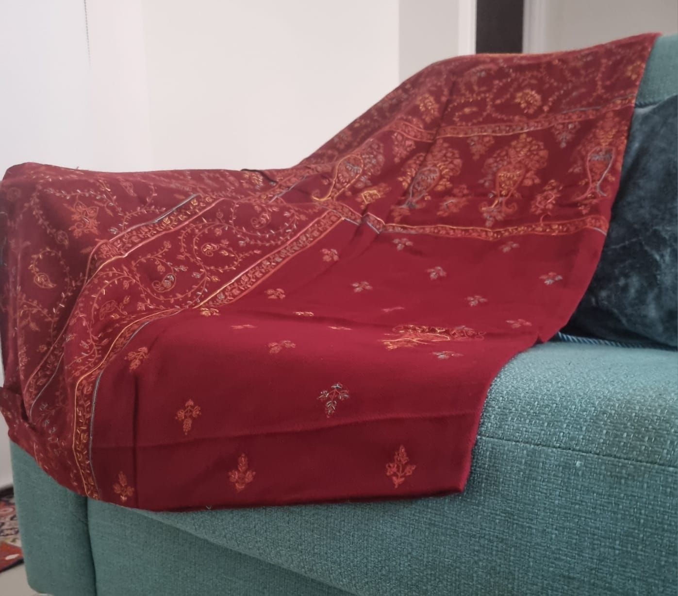 Embroidered Pashmina Wool Shawl – Ready To Ship