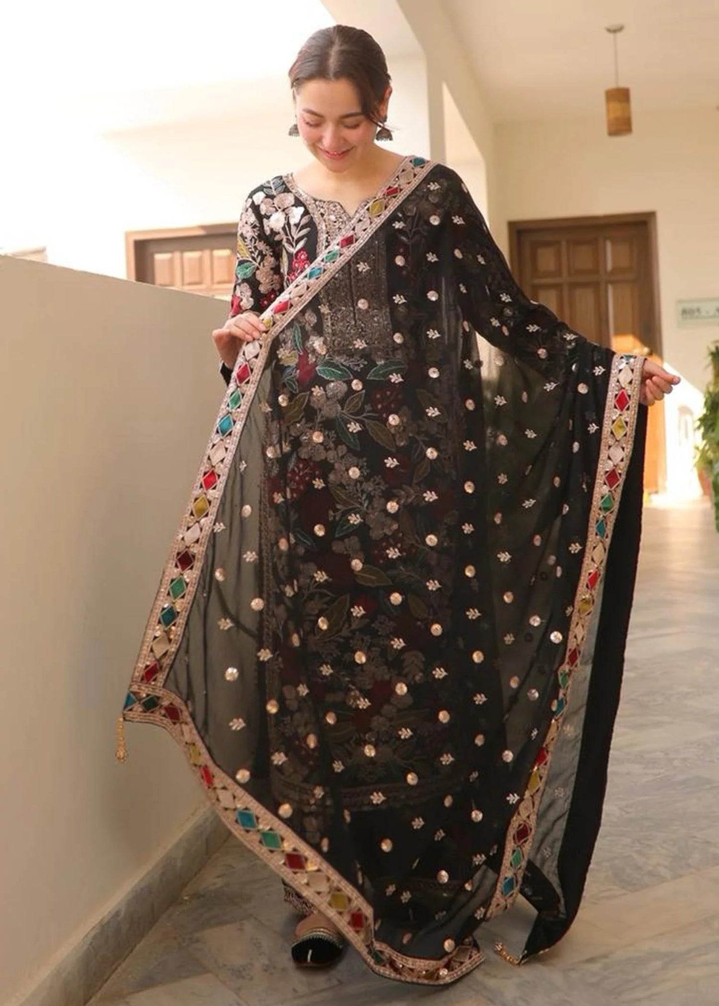 3 Piece Set With Potli - Mehnaz