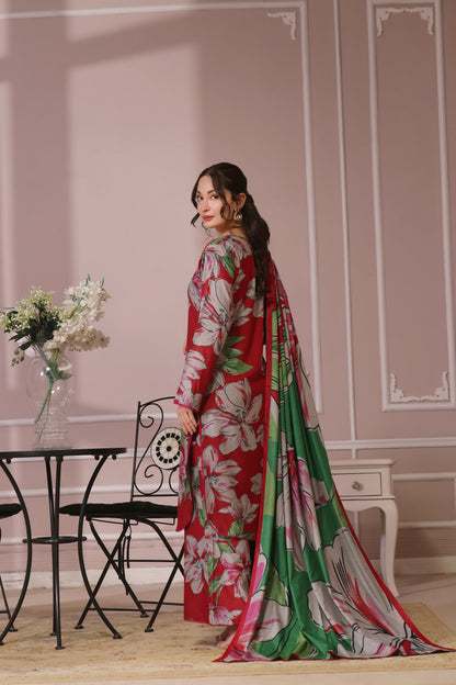 Floral Printed Dhanak - 3 Piece