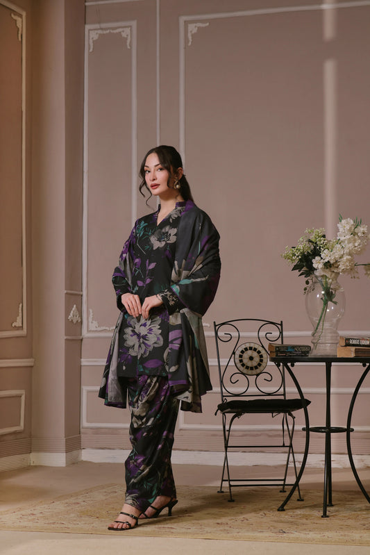 Printed Dhanak Suit 3pc