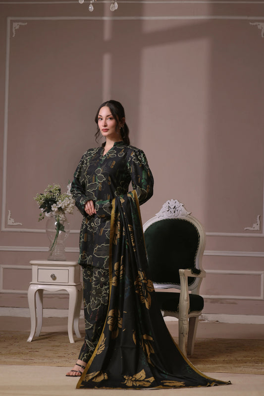 Digital Printed Dhanak Suit - 3pc