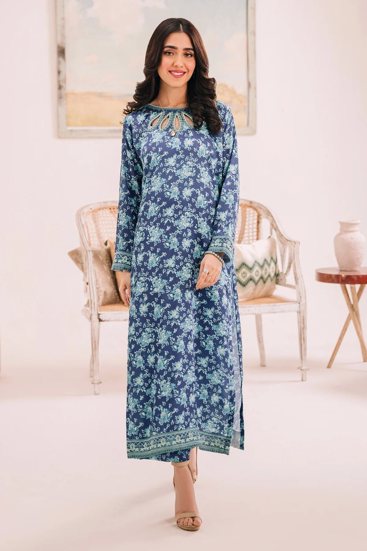 Embroidered 3PC Suit - Waves