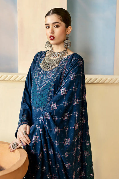 Embroidered Karandi Winter Suit - Blue